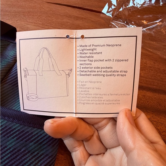 Plaid Tote Bag in Blue and Green - Picture 6 of 6